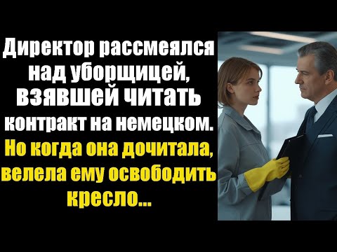 Видео: Директор рассмеялся над уборщицей, взявшей читать контракт на немецком. Но когда она дочитала