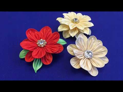 Видео: Ribbons kanzashi petals.Alternative way/Kanzashi.Metodo alternativo/Тонкий лепесток канзаши