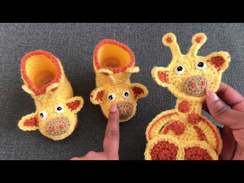 Видео: Простые вязаные крючком детские сапоги / вязаные крючком туфли жирафа / вязание крючком морда жирафа