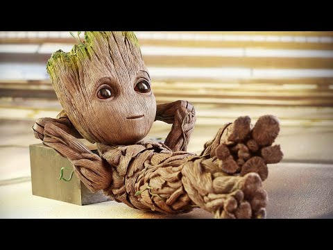 Видео: 🌻 Грут - Самые Крутые и Смешные Сцены с Пеньком 😃!