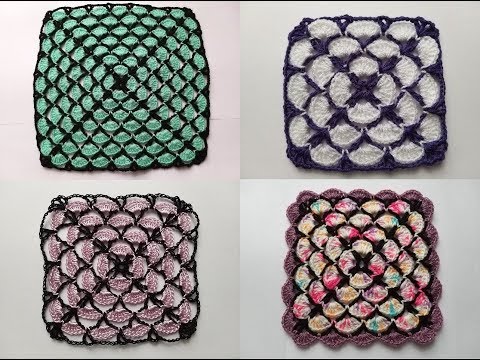 Видео: Красивый квадратный мотив. Крючок для начинающих. Вязание крючком 2019.