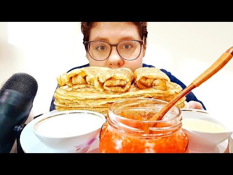 Видео: Мукбанг Обжор Гора Блинов🥞 Икра Сгущенка Сметана