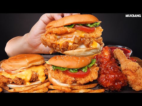 Видео: бургер и жареный цыпленок KFC BURGERS 🍔 FRIED CHICKEN 🍗 FRENCH FRIES 🍟 EATING ASMR MUKBANG