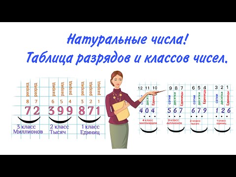 Видео: НАТУРАЛЬНЫЕ ЧИСЛА / ТАБЛИЦА РАЗРЯДОВ И КЛАССОВ  ЧИСЕЛ / ЦИФРЫ /РАЗРЯД КЛАСС ЧИСЕЛ МАТЕМАТИКА 5 КЛАСС