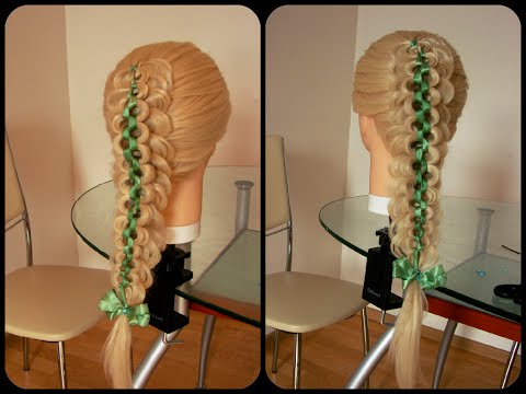 Видео: Коса вытянутая + коса однопрядная с лентой.Видео-урок.