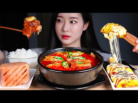 Видео: ASMR Острое кимчи-рагу 🌶Сырный яичный рулет Жареная ветчина Корейская домашняя еда MUKBANG EATING