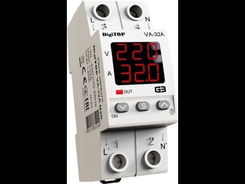 Видео: Обзор, настройка - Реле напряжения с контролем тока DigiTOP VA-32A M2R