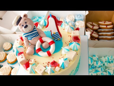 Видео: 🌊Морской Candy Bar.⚓ Мишка моряк.🚢Оформление детского торта - Я - ТОРТодел!