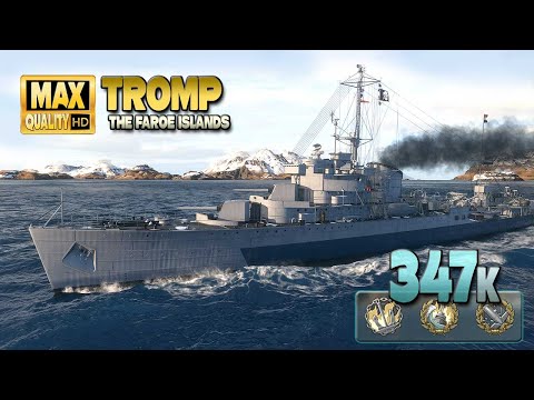 Видео: Эсминец «Тромп»: отличный результат на карте Фарерские острова — World of Warships