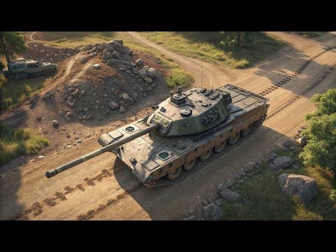 Видео: Мощный боевой танк в действии на пыльной дороге