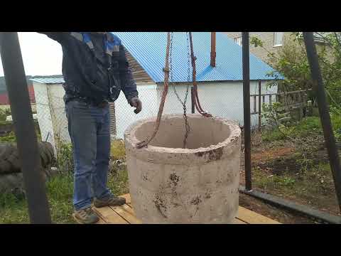 Видео: Испытание самодельного козлового крана или как в одно рыло опустить бетонные кольца в шамбо.