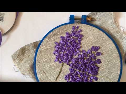 Видео: Сирень вышитая лентами (вышиваем каждый цветок отдельно)