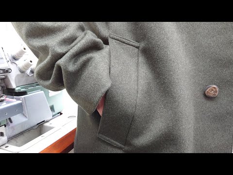 Видео: Как сшить карман шерстяного пальто из мельтона с капюшоном - полная подкладка -.