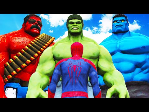 Видео: удивительный человек-паук против халка, синего халка и красного халка