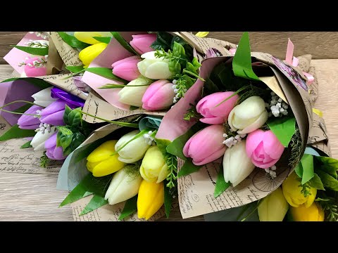 Видео: Мыловарение❤️ Мастер-класс ❤️ «Букет тюльпанов»Букет в руку Букет в кульке soap•DIY