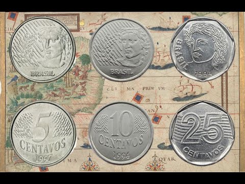 Видео: 5, 10 та 25 сентаво Бразилії 1997 та 1994 років