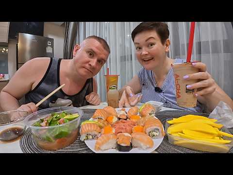 Видео: Мукбанг переживаю, что нам скоро придётся ЗАКРЫТЬ КАНАЛ! НАЛОПАЛИСЬ напоследок огромные РОЛЛЫ и суши