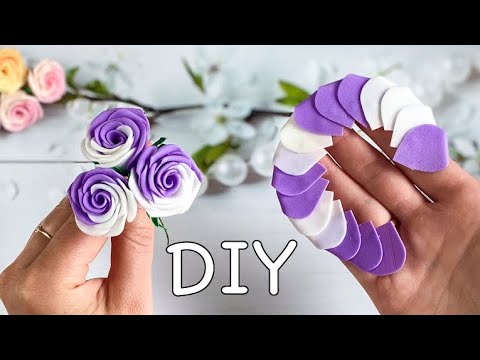 Видео: Двухцветные Розы из фоамирана Без шаблонов За 5 минут DIY Rose Flower Foam Paper / Flores de foami