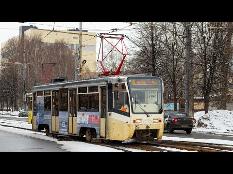 Видео: Ярославский трамвай! 71-619 б/н 25 маршрут 6 (24.03.2022)