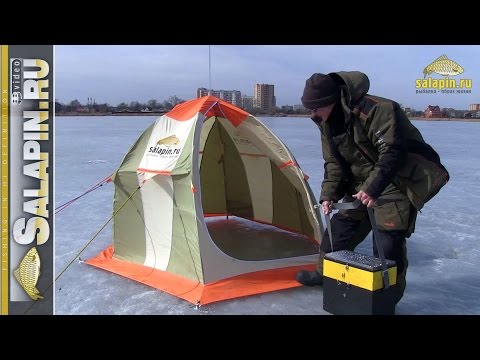 Видео: Установка и сборка зимней палатки в сильный ветер [salapinru]