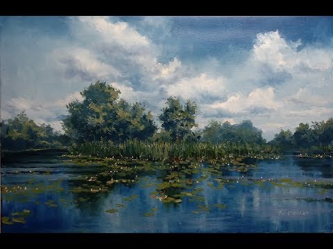Видео: 🔝 ХуДоЖнИкИ Картина маслом / Пейзаж / Река кувшинки облака / Рисуем вместе с Александром Григорьевым