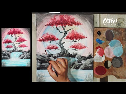 Видео: Рисуване на картина с акрил за начинаещи Стъпка по Стъпка