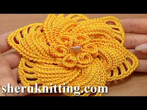 Видео: Вязаный крючком цветок из 6 лепестков. Часть 1 из 2