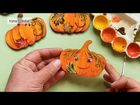 Видео: 🎃 Pumpkin Magnet Painting Tutorial | Майстер-клас розпис гарбузика-магнітика #art #DIY  #petrykivka