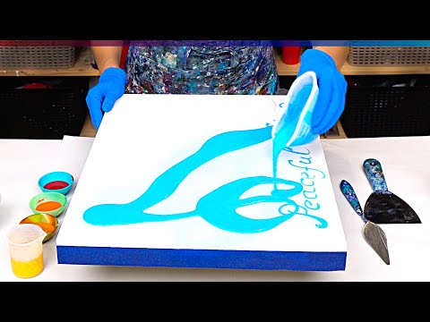 Видео: Колосок💛💙Контрастный Солнечный Желтый на Шикарной Синей основе ~ Абстрактная Акриловая заливка