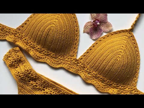 Видео: Вязаный топ крючком. Вязаный купальник. Crochet bikini. Crochet top.