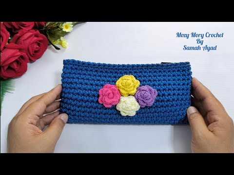 Видео: Вязаный крючком школьный пенал/вязаный крючком кошелек/вязаный крючком клатч