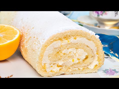 Видео: Бисквитный рулет "Лимонный" 🍋 Самый вкусный крем со сгущенкой!