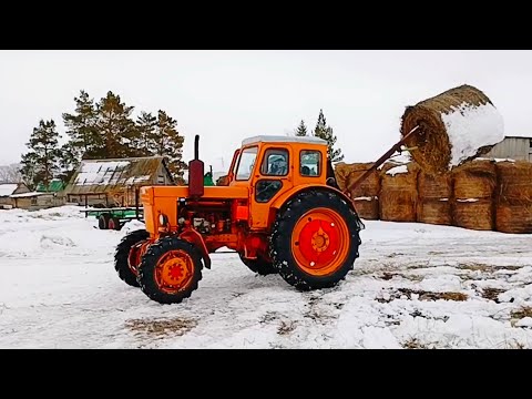 Видео: Т40 АП +самодельный погрузчик рулонов.