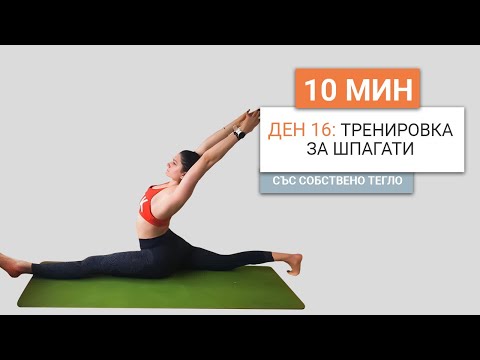 Видео: Ден 16: 10 минутна тренировка за шпагати