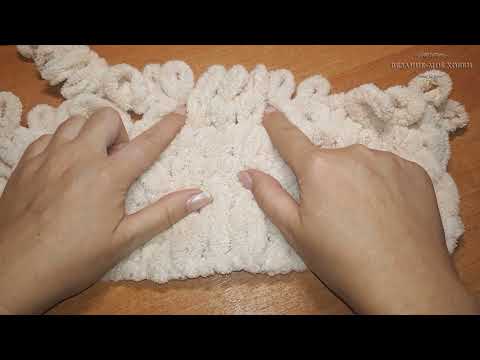 Видео: Узор "Листочки"  для пледа  из ALIZE PUFFY .Knitting from ALIZE PUFFY.