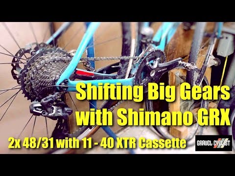 Видео: Переключение больших передач с Shimano GRX: 2x 48/31 с кассетой 11-40 XTR