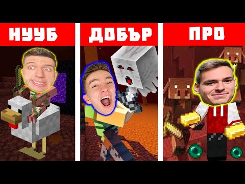 Видео: МАЙНКРАФТ НУУБ vs ДОБЪР vs ПРО ИЗСЛЕДВАТ НЕДЪРА!