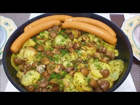 Видео: Жареная картошка с грибами!Вкуснятина на ужин!