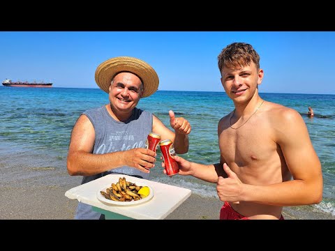 Видео: Пържен сафрид с лимон и бира на морския бряг! 