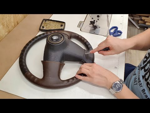 Видео: Перетяжка руля под дерево на старом VW Passat B3.
