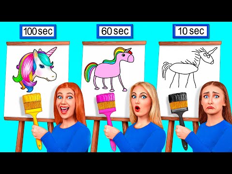 Видео: 10 Секунд vs 60 Секунд vs 100 Секунд Челлендж Рисунков | Сумасшедший Челлендж от Friendly DO