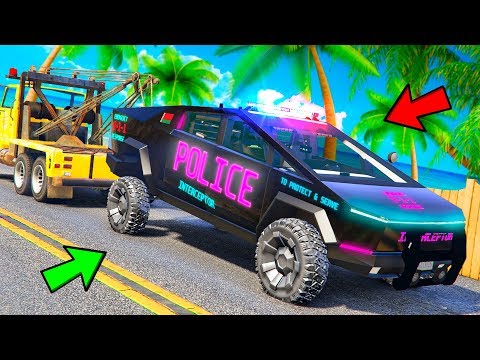 Видео: УГНАЛ ПОЛИЦЕЙСКИЙ ВНЕДОРОЖНИК TESLA CYBERTRUCK ИЗ БУДУЩЕГО ! - БИТВА ЭВАКУАТОРОВ В ГТА 5 ОНЛАЙН