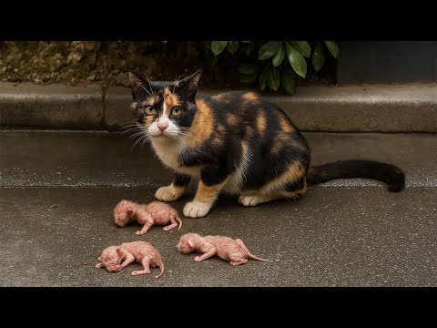 Видео: Кошка оставила новорождённых котят на холодной земле… Прохожий понял — промедлишь, и они погибнут