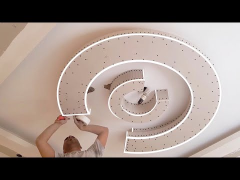 Видео: Гипсокартон потолочный Дизайн с 3/4 кружками
