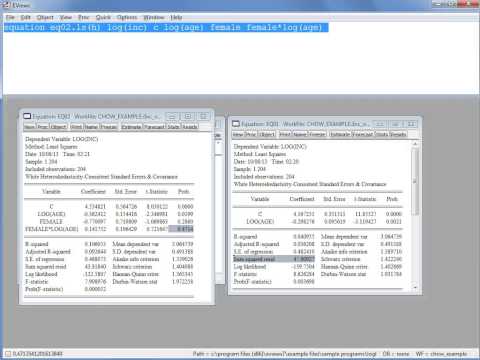 Видео: реализация вариации теста Чоу в EViews "вручную"