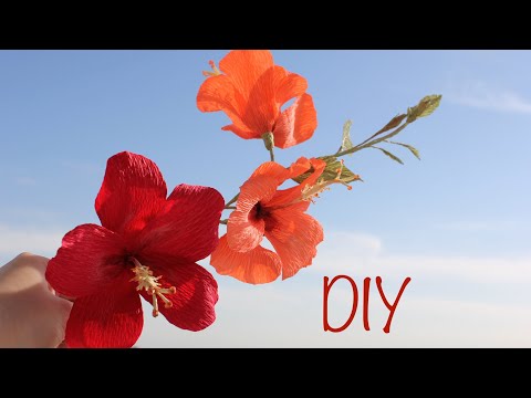 Видео: Гибискус / Цветы из гофрированной бумаги / DIY Crepe paper flowers