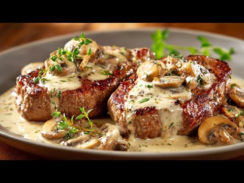 Видео: Свинина в сливочном чесночном соусе с грибами! Безумно вкусно!