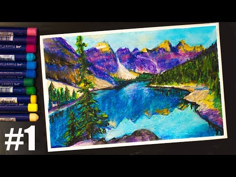 Видео: Пейзаж Горы Поэтапный Рисунок  Масляной Пастелью Landscape Mountains Oil Pastel Step By Step Drawing