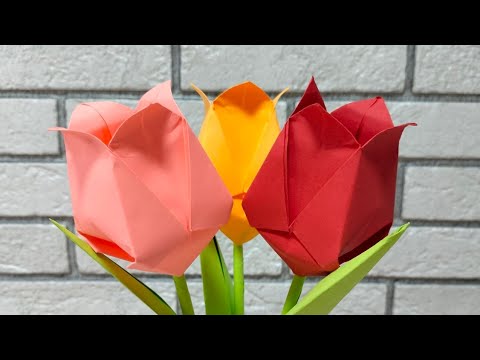 Видео: Қағаздан гүл жасау.ҚЫЗҒАЛДАҚ🌷Цветы из бумаги за 5 минут. Оригами тюльпан. Flowers diy paper