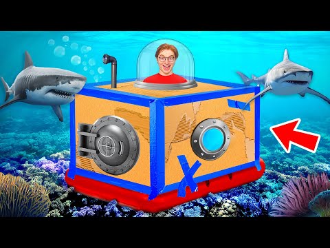 Видео: Подводная КАРТОННАЯ БАЗА Челлендж !